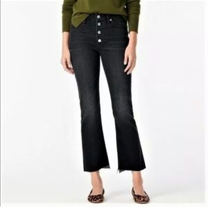J. Crew Billie Demi Boot Crop Button Fly Jeans Raw Hem Black 31